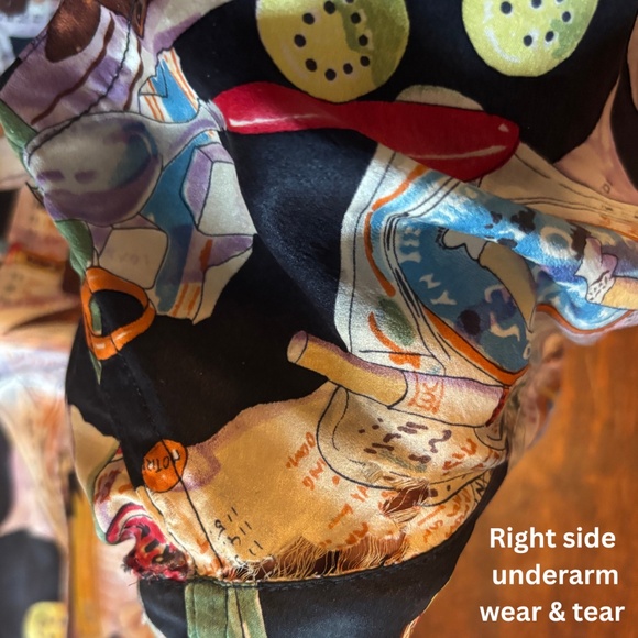 Nicole Miller 1993 100% Silk Coffee & Crosswords Shirt Women’s Small Rare - Picture 5 of 6